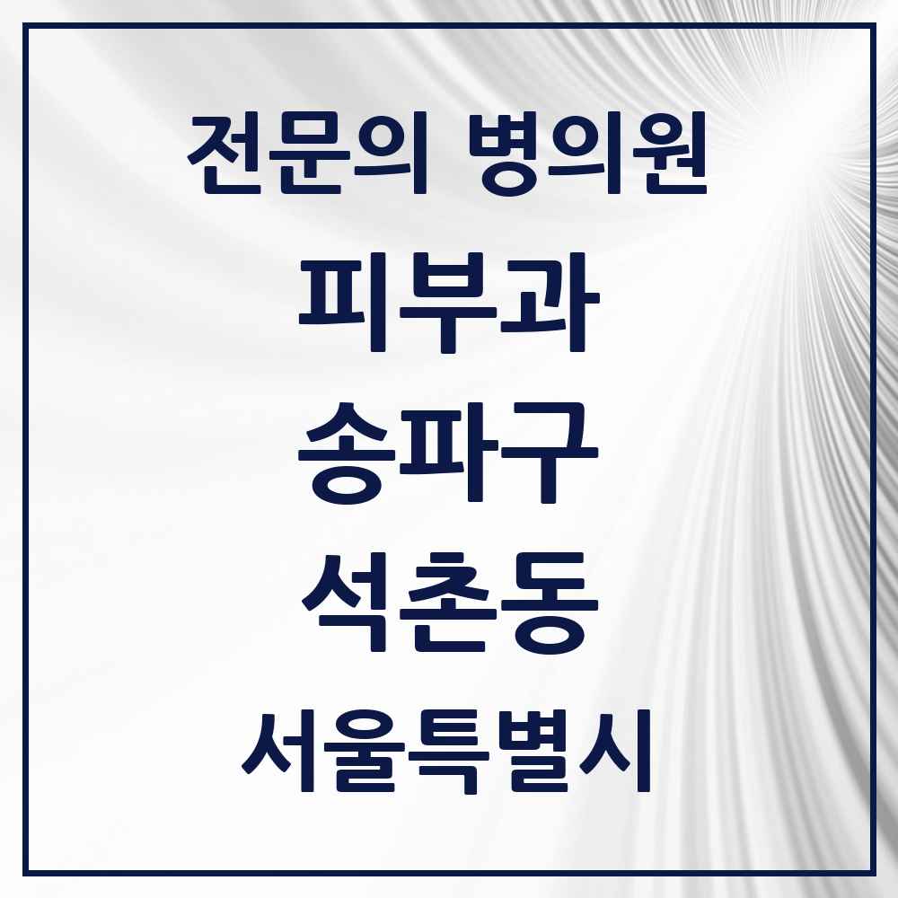2025 서울특별시 송파구 석촌동 피부과 전문의 의원·병원 목록 3곳