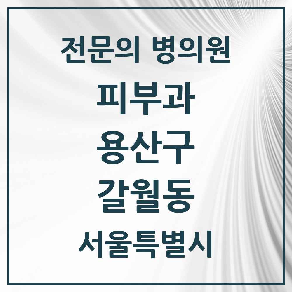 2025 서울특별시 용산구 갈월동 피부과 전문의 의원·병원 목록 2곳