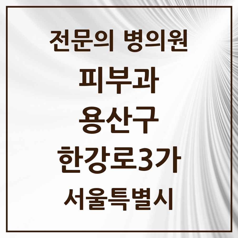 2025 서울특별시 용산구 한강로3가 피부과 전문의 의원·병원 목록 2곳