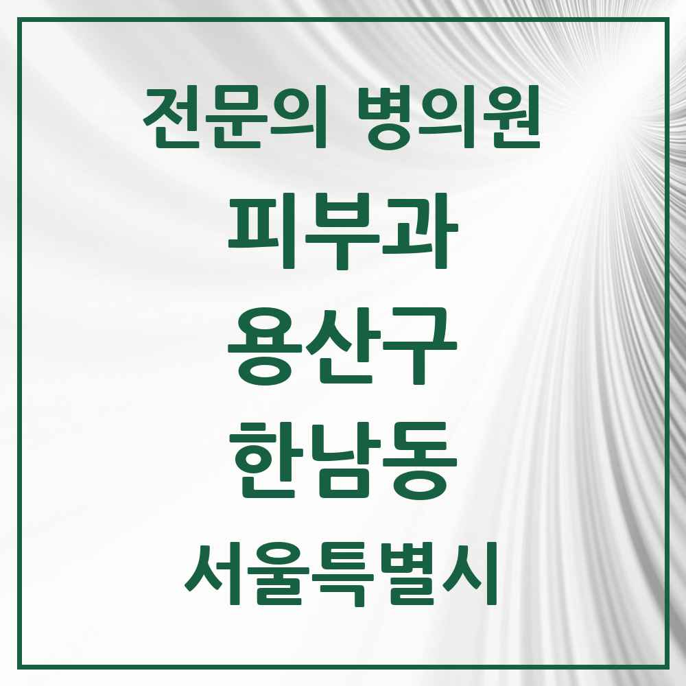 2025 서울특별시 용산구 한남동 피부과 전문의 의원·병원 목록 2곳