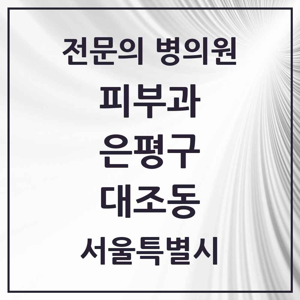 2025 서울특별시 은평구 대조동 피부과 전문의 의원·병원 목록 4곳