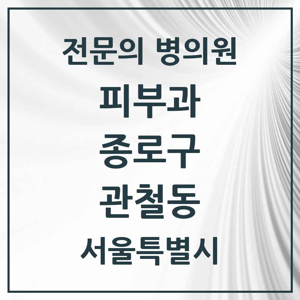 2025 서울특별시 종로구 관철동 피부과 전문의 의원·병원 목록 1곳