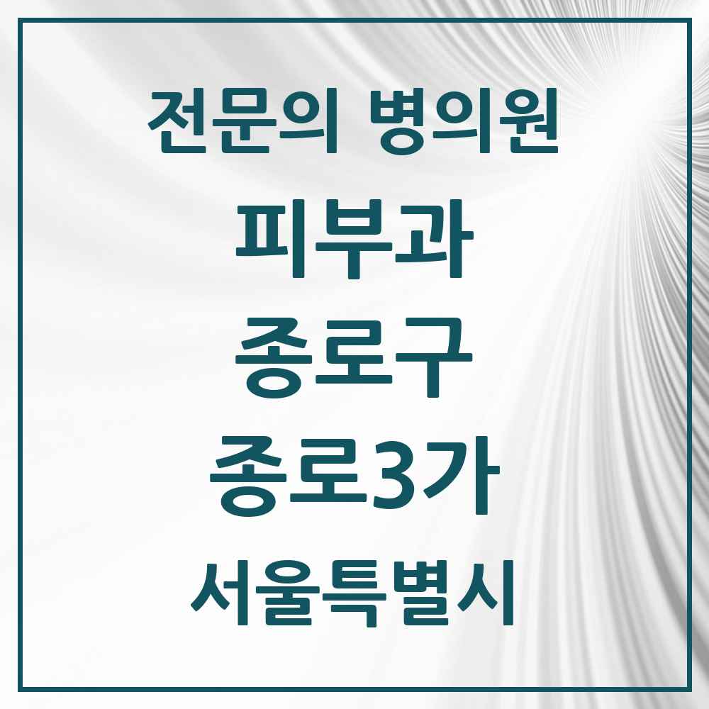 2025 서울특별시 종로구 종로3가 피부과 전문의 의원·병원 목록 1곳