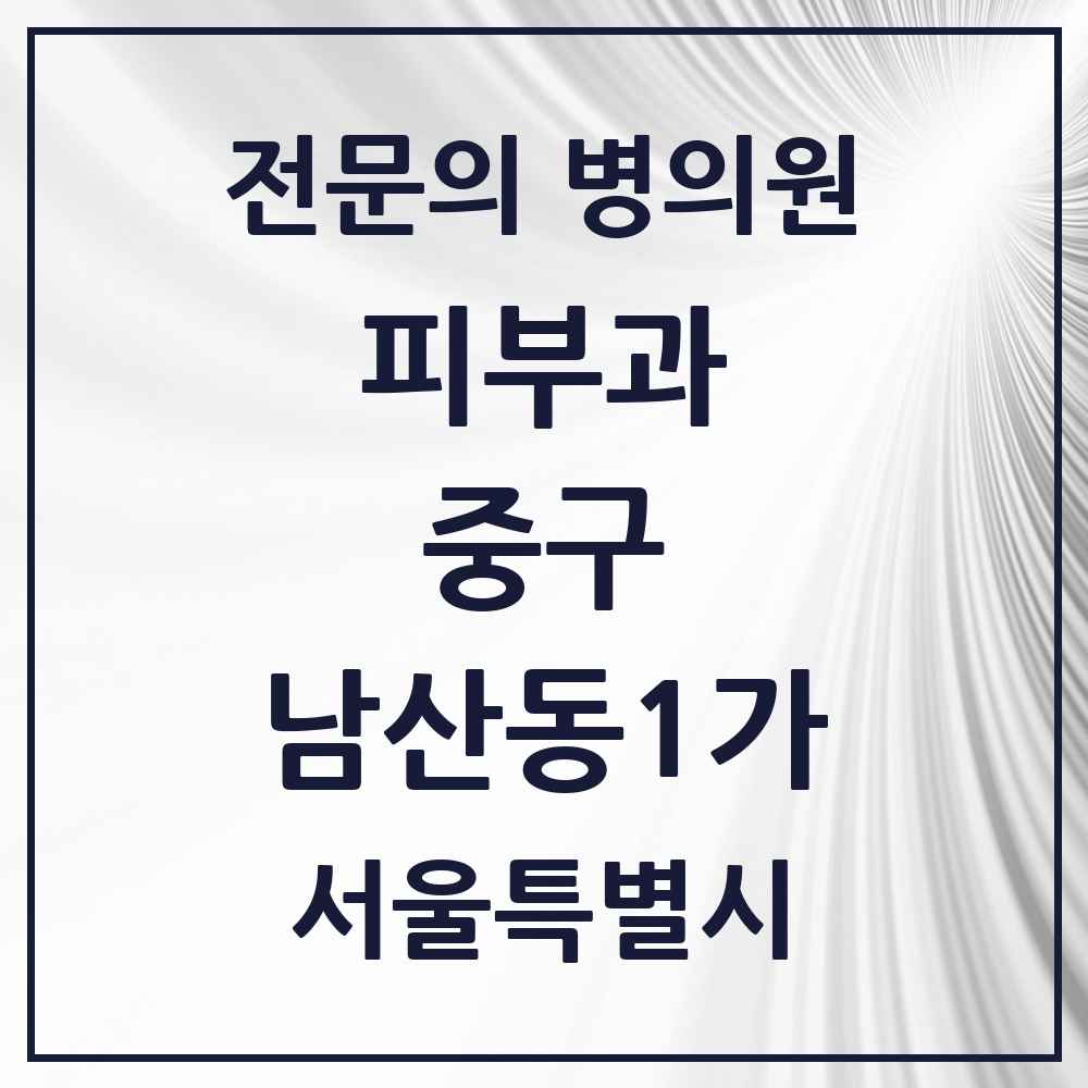 2025 서울특별시 중구 남산동1가 피부과 전문의 의원·병원 목록 1곳
