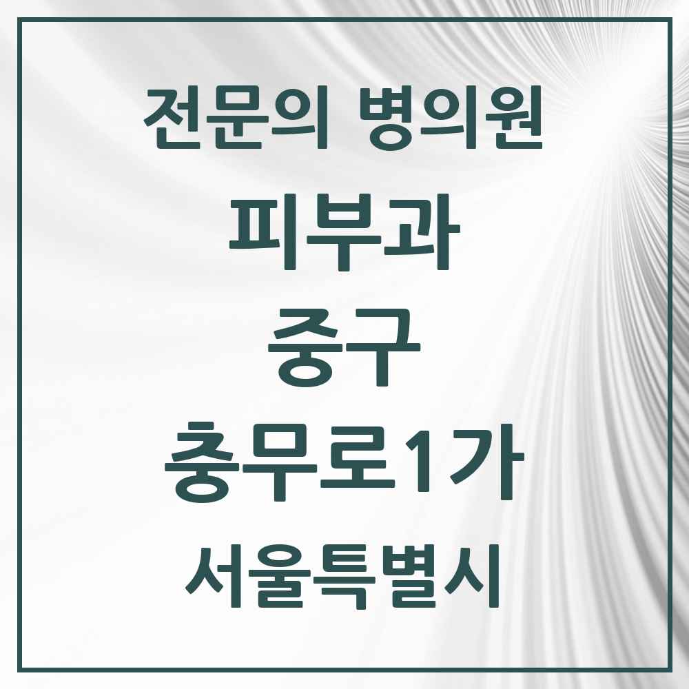 2025 서울특별시 중구 충무로1가 피부과 전문의 의원·병원 목록 1곳
