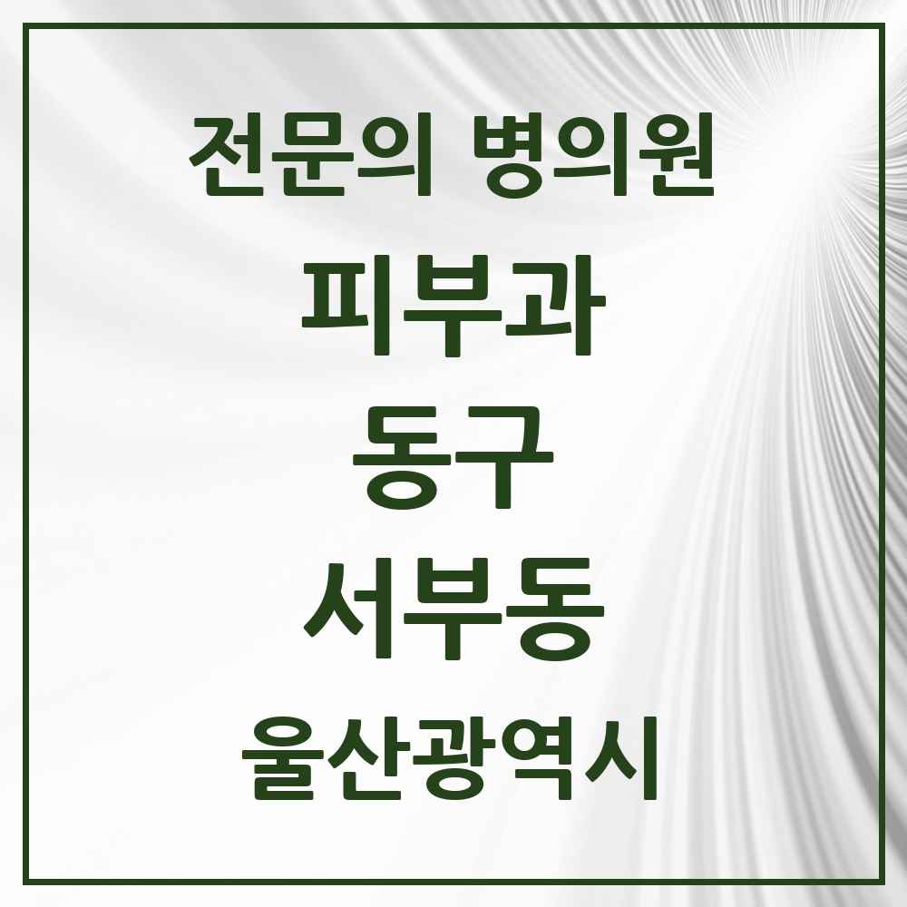 2025 울산광역시 동구 서부동 피부과 전문의 의원·병원 목록 1곳