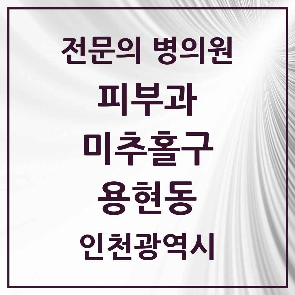 2025 인천광역시 미추홀구 용현동 피부과 전문의 의원·병원 목록 1곳