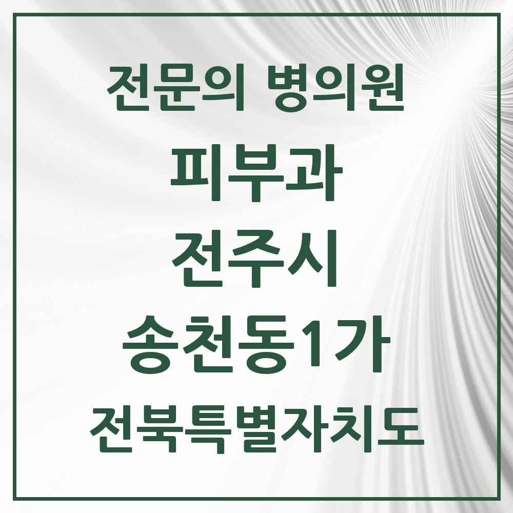 2025 전북특별자치도 전주시 송천동1가 피부과 전문의 의원·병원 목록 2곳