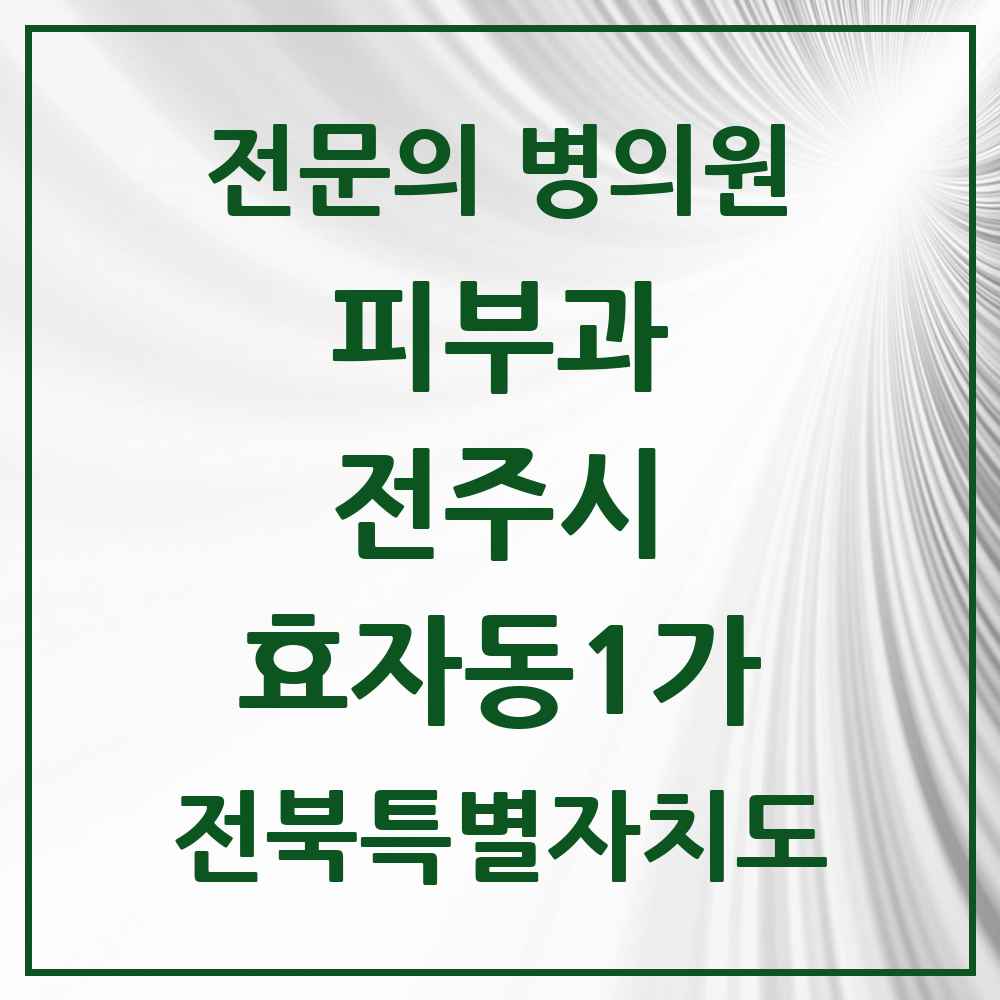 2025 전북특별자치도 전주시 효자동1가 피부과 전문의 의원·병원 목록 2곳