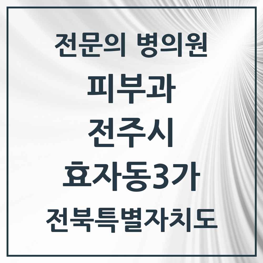 2025 전북특별자치도 전주시 효자동3가 피부과 전문의 의원·병원 목록 1곳