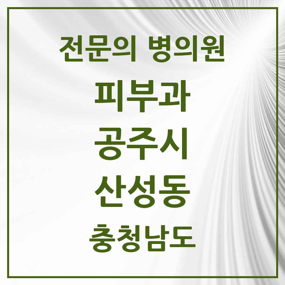 2025 충청남도 공주시 산성동 피부과 전문의 의원·병원 목록 2곳