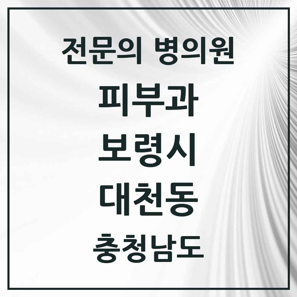 2025 충청남도 보령시 대천동 피부과 전문의 의원·병원 목록 1곳
