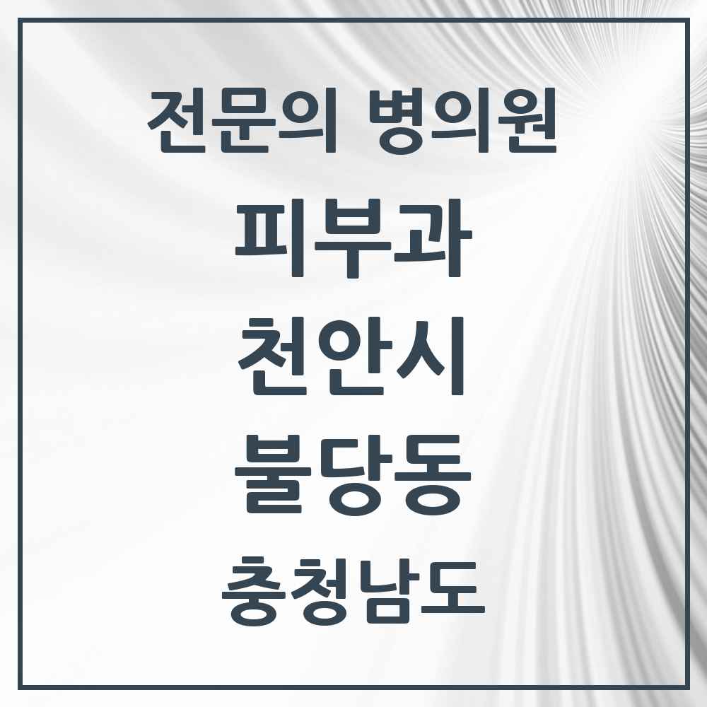2025 충청남도 천안시 불당동 피부과 전문의 의원·병원 목록 3곳