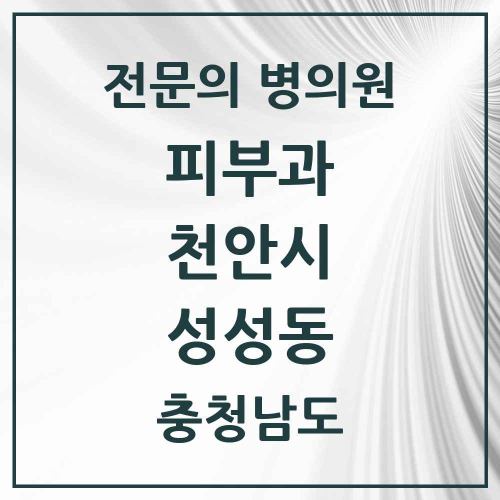 2025 충청남도 천안시 성성동 피부과 전문의 의원·병원 목록 1곳