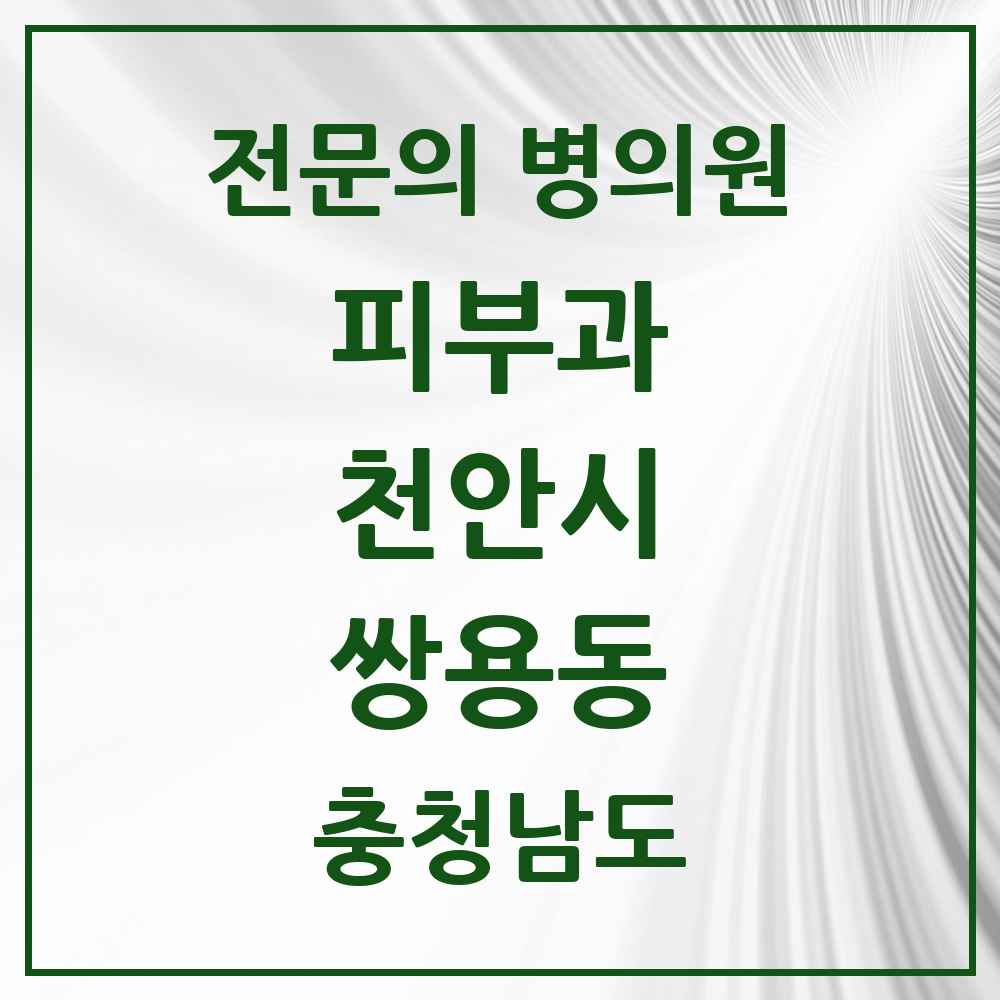 2025 충청남도 천안시 쌍용동 피부과 전문의 의원·병원 목록 3곳