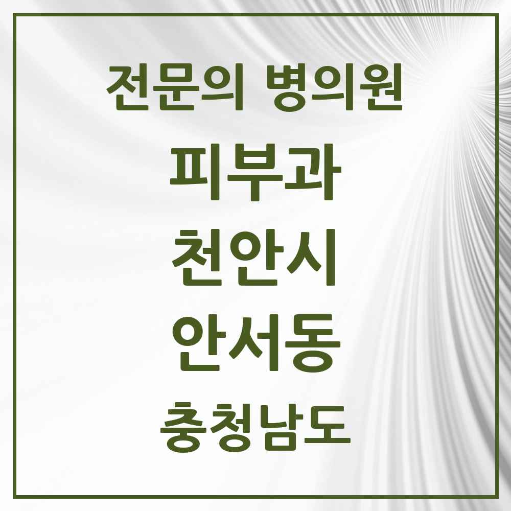 2025 충청남도 천안시 안서동 피부과 전문의 의원·병원 목록 1곳