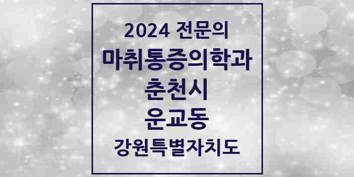 2024 운교동 마취통증의학과 전문의 의원·병원 모음 1곳 | 강원특별자치도 춘천시 추천 리스트