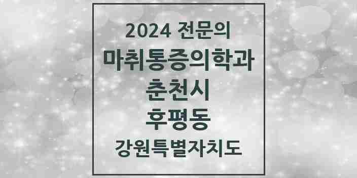 2024 후평동 마취통증의학과 전문의 의원·병원 모음 1곳 | 강원특별자치도 춘천시 추천 리스트