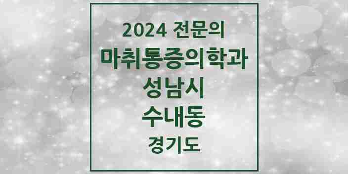 2024 수내동 마취통증의학과 전문의 의원·병원 모음 5곳 | 경기도 성남시 추천 리스트