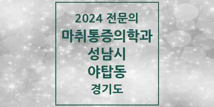 2024 야탑동 마취통증의학과 전문의 의원·병원 모음 5곳 | 경기도 성남시 추천 리스트