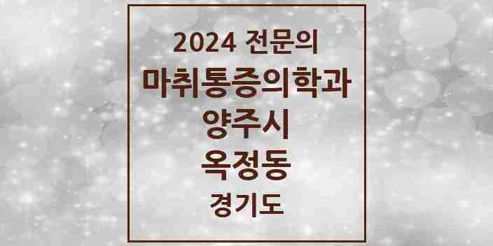 2024 옥정동 마취통증의학과 전문의 의원·병원 모음 2곳 | 경기도 양주시 추천 리스트