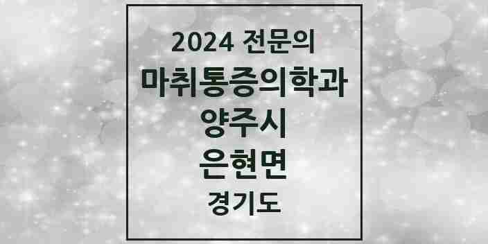 2024 은현면 마취통증의학과 전문의 의원·병원 모음 1곳 | 경기도 양주시 추천 리스트