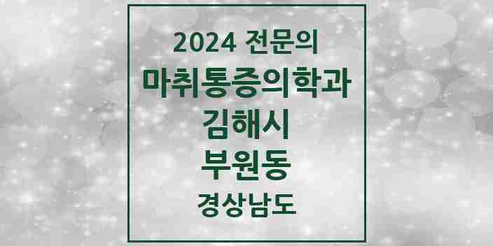 2024 부원동 마취통증의학과 전문의 의원·병원 모음 5곳 | 경상남도 김해시 추천 리스트