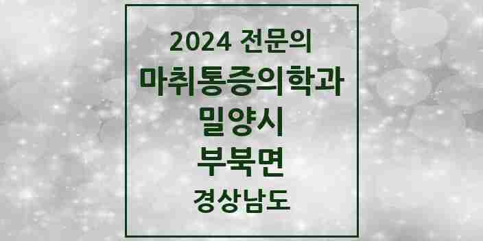 2024 부북면 마취통증의학과 전문의 의원·병원 모음 1곳 | 경상남도 밀양시 추천 리스트