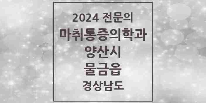 2024 물금읍 마취통증의학과 전문의 의원·병원 모음 8곳 | 경상남도 양산시 추천 리스트