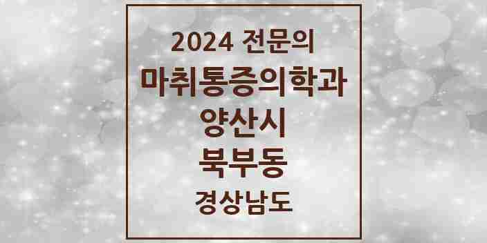 2024 북부동 마취통증의학과 전문의 의원·병원 모음 1곳 | 경상남도 양산시 추천 리스트