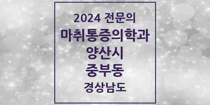 2024 중부동 마취통증의학과 전문의 의원·병원 모음 7곳 | 경상남도 양산시 추천 리스트