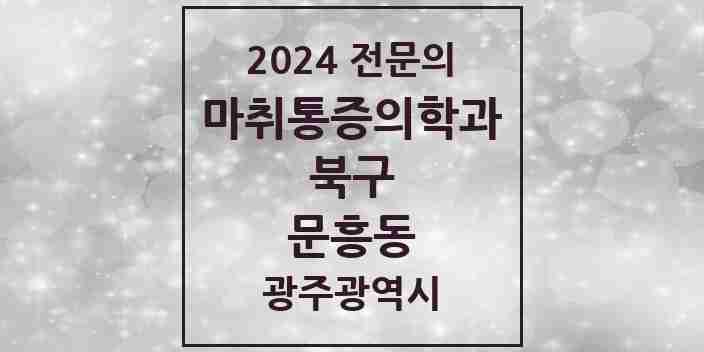 2024 문흥동 마취통증의학과 전문의 의원·병원 모음 1곳 | 광주광역시 북구 추천 리스트