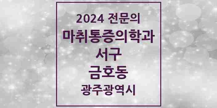 2024 금호동 마취통증의학과 전문의 의원·병원 모음 4곳 | 광주광역시 서구 추천 리스트