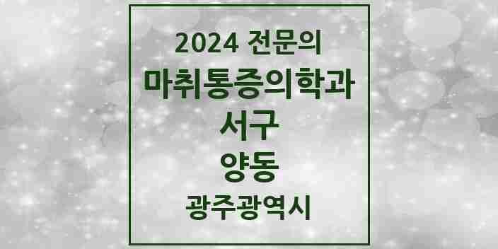 2024 양동 마취통증의학과 전문의 의원·병원 모음 2곳 | 광주광역시 서구 추천 리스트