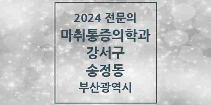 2024 송정동 마취통증의학과 전문의 의원·병원 모음 | 부산광역시 강서구 리스트