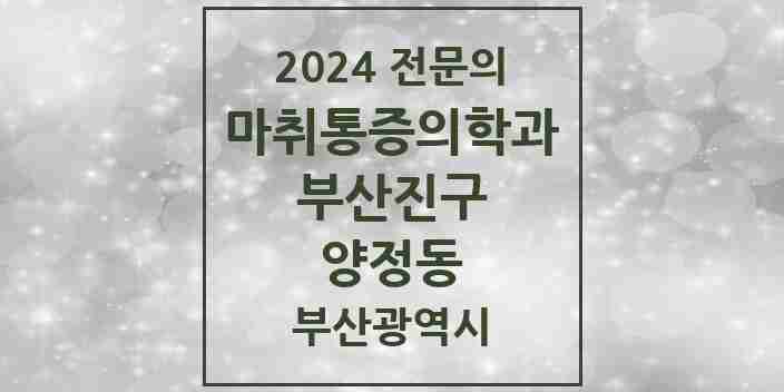 2024 양정동 마취통증의학과 전문의 의원·병원 모음 2곳 | 부산광역시 부산진구 추천 리스트