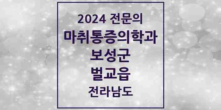 2024 벌교읍 마취통증의학과 전문의 의원·병원 모음 2곳 | 전라남도 보성군 추천 리스트