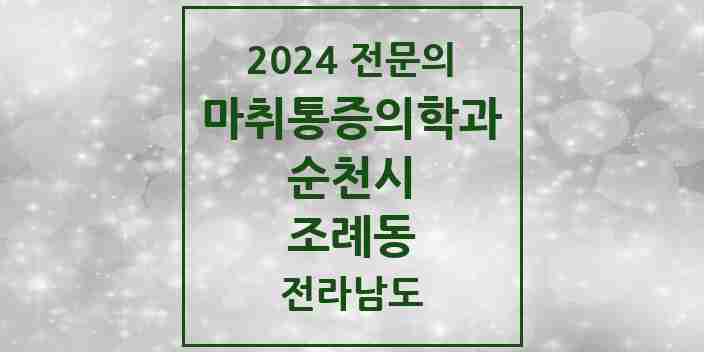 2024 조례동 마취통증의학과 전문의 의원·병원 모음 10곳 | 전라남도 순천시 추천 리스트