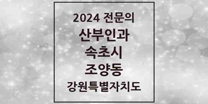 2024 조양동 산부인과 전문의 의원·병원 모음 2곳 | 강원특별자치도 속초시 추천 리스트