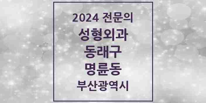 2024 명륜동 성형외과 전문의 의원·병원 모음 1곳 | 부산광역시 동래구 추천 리스트