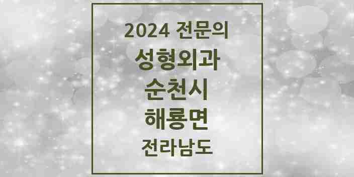 2024 해룡면 성형외과 전문의 의원·병원 모음 1곳 | 전라남도 순천시 추천 리스트