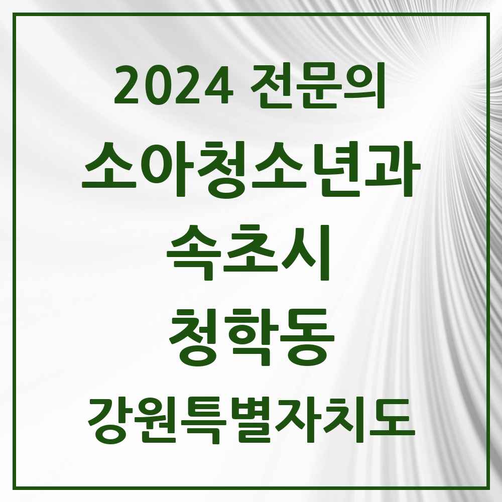 2024 청학동 소아청소년과(소아과) 전문의 의원·병원 모음 1곳 | 강원특별자치도 속초시 추천 리스트