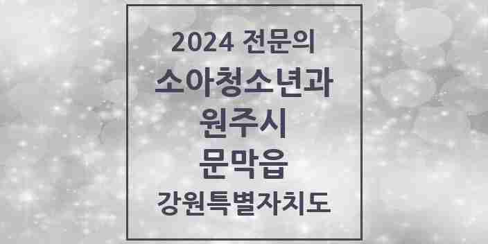 2024 문막읍 소아청소년과(소아과) 전문의 의원·병원 모음 2곳 | 강원특별자치도 원주시 추천 리스트