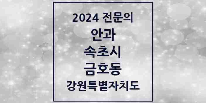 2024 금호동 안과 전문의 의원·병원 모음 | 강원특별자치도 속초시 리스트