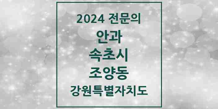 2024 조양동 안과 전문의 의원·병원 모음 | 강원특별자치도 속초시 리스트