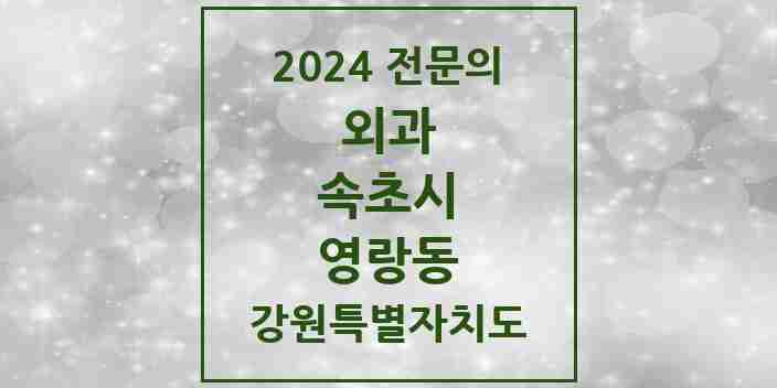 2024 영랑동 외과 전문의 의원·병원 모음 | 강원특별자치도 속초시 리스트