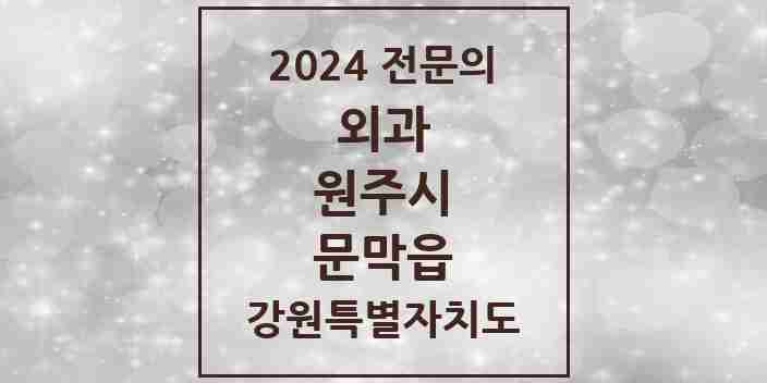 2024 문막읍 외과 전문의 의원·병원 모음 | 강원특별자치도 원주시 리스트