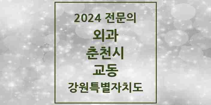 2024 교동 외과 전문의 의원·병원 모음 | 강원특별자치도 춘천시 리스트