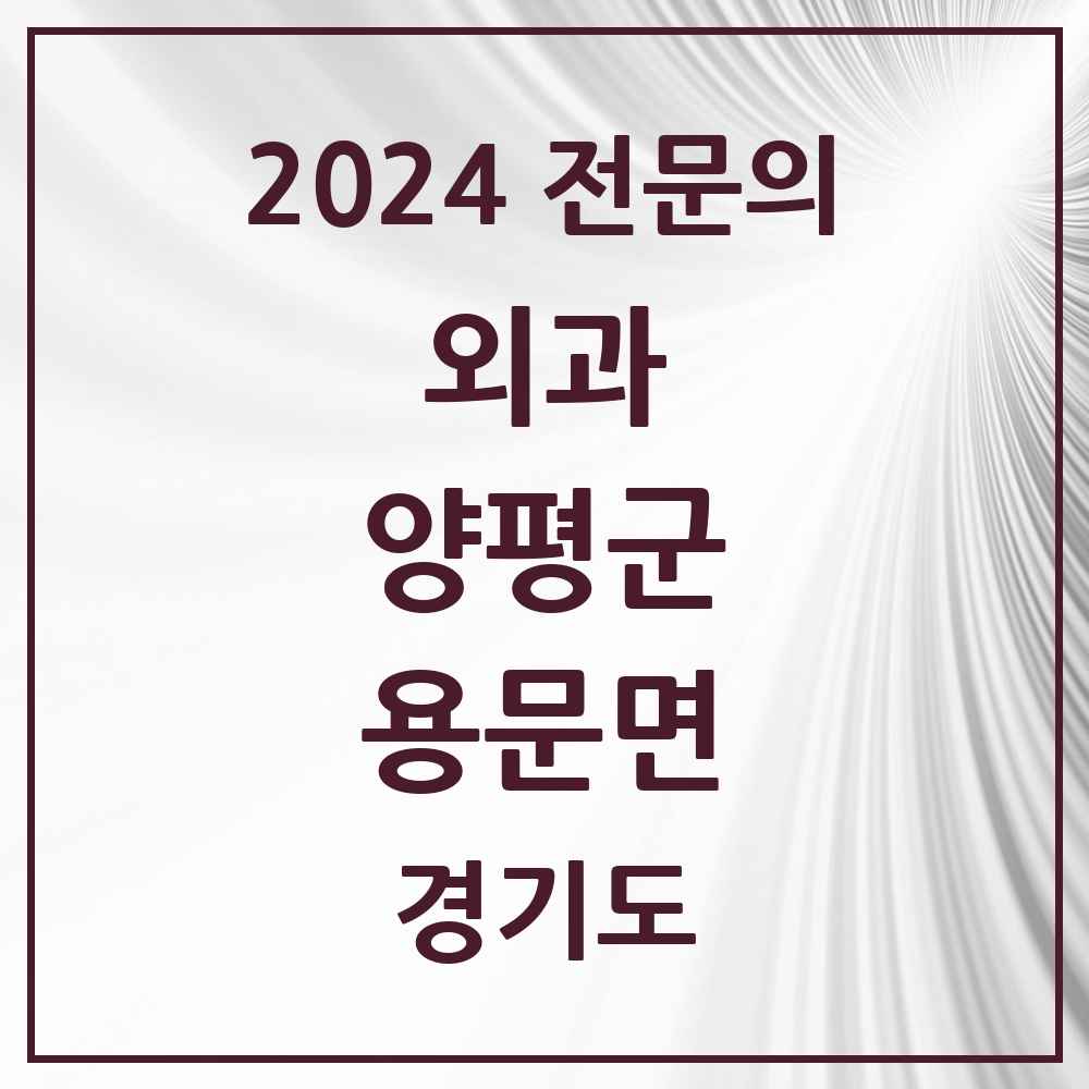 2024 용문면 외과 전문의 의원·병원 모음 1곳 | 경기도 양평군 추천 리스트