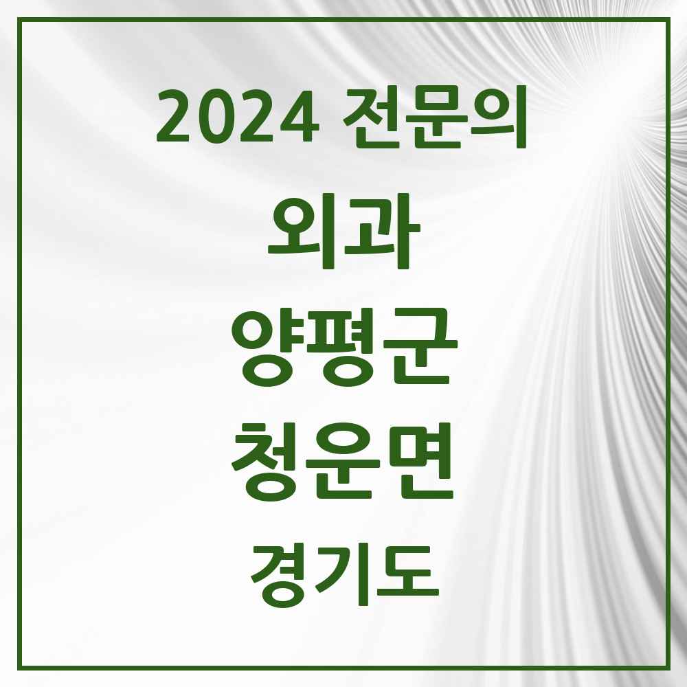 2024 청운면 외과 전문의 의원·병원 모음 1곳 | 경기도 양평군 추천 리스트